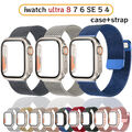 MILANAISE Armband Loop + Glas Schutzhülle für Apple Watch Series SE 8 3 4 5 6 7