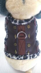 Hundegeschirr S, Softgeschirr, Brustgeschirr, Kunstleder Halsband, Welpen,braun