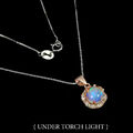 925 Sterling Silber Runde Feuer Opal 7Mm Simulierte Cz Halskette 18 Zoll