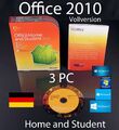 Microsoft Office Home and Student 2010 Vollversion 3 PC Family Pack Box + DVD