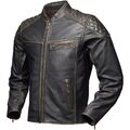 Modeka Herren Motorrad Jacke Phinix - Retro Biker Lederjacke Vintage Cafe Racer