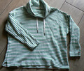Tom Tailor Damen Sweat Pullover grün weiss  gestreift Gr. XL 40/ 42 Tunnelzug