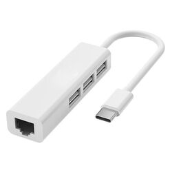 USB C auf  USB A und RJ45 Ethernet Lan Adapter Hub Kabel Mac USB-C Netzwerk