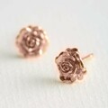 14CT Rose Gold Überzogen Silber Bloom Rose Ohrstecker Weihnachtsgeschenk