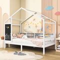 Hausbett 90x200 cm Kinderbett Stauraumbett Kiefer Lattenrost Gitter mit Tafel