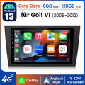 6G+128GB Android 13 Autoradio CarPlay 4G LTE DAB+GPS Navi für VW Golf VI 2008-12