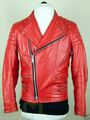 Herren Echt Lammleder Biker Lederjacke Motorrad Stepp Retro Rot Jacke