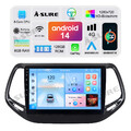 6+128GB Android 14 Autoradio GPS Navi Apple CarPlay Für Jeep Compass 2017-2020