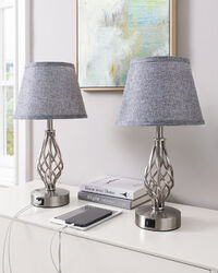 EDISHINE Nachttischlampe Touch Dimmbar,Tischlampe 2er Set mit USB - Ladefunktion
