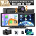 10,26 Zoll Dashcam 4K Wireless CarPlay Android Auto DVR Navi Dual Cam mit 64GB