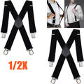 1/2x Hosenträger starke 50mm Damen Herren Extra Breit Hosen X-Form mit 4 Clips