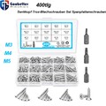 400tlg Senkkopf Trox-Blechschrauben Set Holzschrauben M3-M4 Spanplattenschrauben