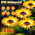 4x LED Solar Gartenstecker Solarlampe Sonnenblume Garten Dekoration Deko Leuchte