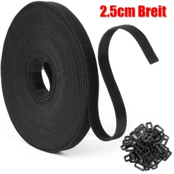 10M Klettband selbstklebend extra stark Schwarz 25/20mm breit beidseitig doppelt