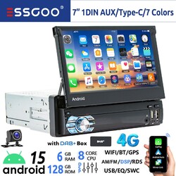 7" DAB+ 8Kern 6+128G Android 15 Carplay Autoradio GPS AM FM RDS BT 4G WiFi 1 DIN