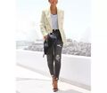 Klassischer neuer Blazer-42-Viscose-leicht tailliert-gefüttert-Lascana-creme