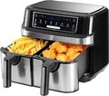 Heißluftfritteuse Doppelkammer 9 Liter XXL mit LED 8 Programme Air Fryer B1188