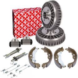 FEBI Bremstrommel mit Radlager BREMBO Bremsbackensatz Hinten für RENAULT CLIO IV