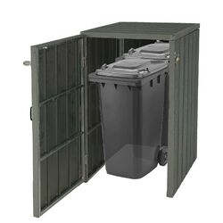 B-Ware XL 1er-/2er-WPC-Mülltonnenverkleidung MCW-J28, Premium, grau