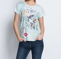 T-Shirt grün 34 Damen Shirt mit Druckmix Rundhalsausschnitt Kurzarm bunt 8.8234