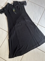 schwarzes Lucia Kurzarm Maxi-Kleid mit seitlichen Schlitzen „Blumen“ Gr 42