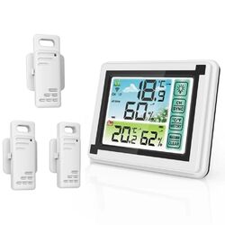 Wetterstation Farbdisplay LCD Thermometer Hygrometer mit 3 Innen Außen Sensor