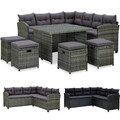 21-tlg. Gartenmöbel Gartenset mit Auflagen Poly Rattan Ecksofa Lounge Garnitur 