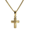 Kinder Taufkette Kommunion Dekor Kreuz Echt Gold 333 mit Kette Silber vergoldet