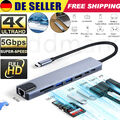 8-IN-1 USB-C Hub Adapter 4K HDMI USB 3.0 Micro SD LAN RJ45 Ethernet Hub MacBook