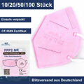 10/20/50/100 FFP2 Schutz Maske Mundschutz Atemschutz Zertifiziert CE 0598 Rosa