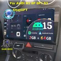 Android 15 Carplay Autoradio DAB+ Für Audi A3 S3 RS3 8P 2+64GB ChatGPT GPS NAVI
