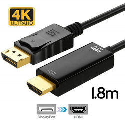 DisplayPort DP auf HDMI Adapter Kabel 1.2 HDMI 1.4 Wandler Full HD 3D 4K 1,8m✅ BLITZVERSAND ✅ PLUG & PLAY ✅ 4K Ultra ✅ DE-RECHNUNG ✅