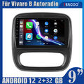 Android 12 CarPlay Autoradio RDS GPS Navi WIFI BT Für Opel Vivaro B Fiat Talento
