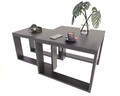 2er Set Couchtisch Loft Schwarz Modern Quadratisch Beistelltisch Wohnzimmer Indu