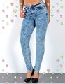 skinny jeans hose Blau-Batik 40/42 high-Waist Stretch Boyfriend slim Röhre denim