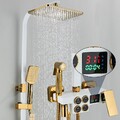 LED Weiβ Gold Duschset Duscharmatur Regendusche Duschsystem Mischbatterie Brause