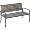 Polyrattan Gartenbank PU Rattan Bank 2-Sitzer Sitzbank Rattanmöbel Stahlrahmen