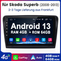 10"Android 13 Für Skoda Superb II 3T4 3T5 08-13 Carplay Autoradio GPS NAVI 4+64G