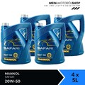 Mannol Safari 20W-50 API CH-4 API SN Youngtimer Oldtimer 4x5 Liter = 20 Liter
