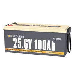 Power Queen 24V 100Ah Lithium Batterie LiFePO4 Akku mit BMS 2560Wh 4000+ Zyklen