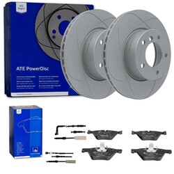 ATE PowerDisc BREMSSCHEIBEN 300mm + BELÄGE VORNE passend für BMW 3er E90 E91 E92VA 300x24mm | mit WARNKONTAKT| Bj. 2005 - 2013