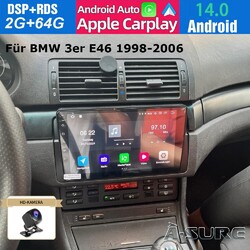 2+64GB Android 14 Autoradio Carplay KAMERA DSP GPS Navi Für BMW 3er E46 318 320