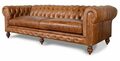 Echtes Leder Vintage Old Look Sofa Couch Polster 3 Sitzer Chesterfield Sofas Neu