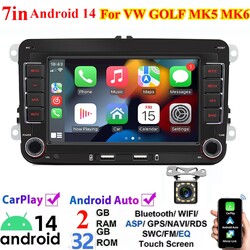 7" Android 14 Apple CarPlay Autoradio 2+32G GPS RDS Für VW GOLF 5 V 6 Touran EOS