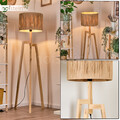 Boho Style Steh Stand Leuchte Lampe Wohn Schlaf Zimmer Beleuchtung Holz rund