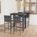 Gartenbar Set 5-tlg. Poly Rattan Grau Gartentheke Barhocker Bartisch vidaXL