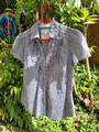 ESPRIT Sommerbluse mit schwarz/weißem Vichy-Karo und Knopfleiste Gr. 36, wie neu