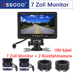 ESSGOO 2 x Rückfahrsystem Einparkkameras Mit Monitor 4 Pin 10M Auto LKW Bus
