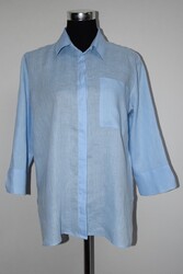 BRAX Damen Bluse blau 100% Leinen 3/4 Arm Gr 38 Top Zustand