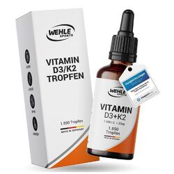 Vitamin D3 K2 Tropfen hochdosiert 50ml Premium: 99,7 % All-Trans ⭐⭐⭐⭐⭐ WEHLE SPORTS MIT LABORGUTACHTEN 